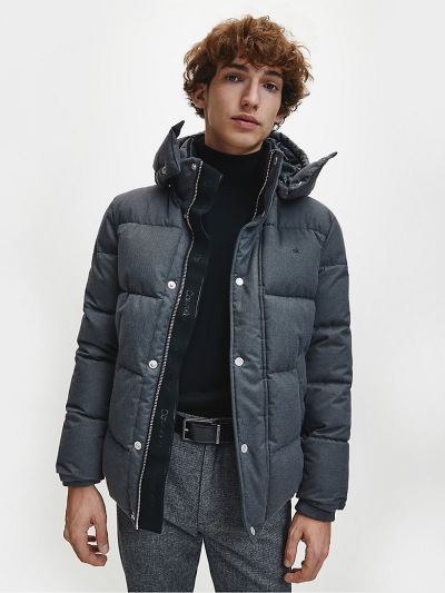 Calvin Klein Ruhák HU235175 | Calvin Klein Heathered Férfi Pufi Dzseki Sötét Szürke